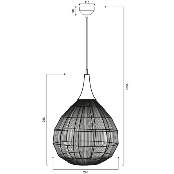 Druciana lampa wisząca SORAYA 365430132 Trio zwis klatka czarny