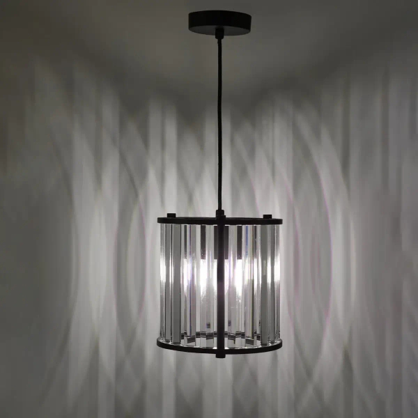 Wisząca lampa do przedpokoju Kiran KIR0122 kryształowa czarny