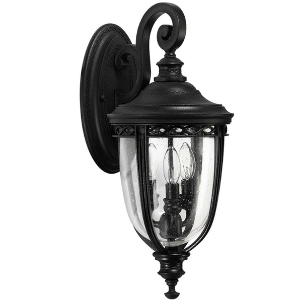 Elewacyjna LAMPA ogrodowa English FE-EB2-M-BLK Elstead FEISS zewnętrzna OPRAWA elewacyjna klasyczna outdoor IP44 czarna przezroczysta