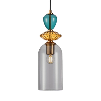 Szklana lampa wisząca Busco PND-30263-1C-BRO-SG przydymiony złoty kolorowy