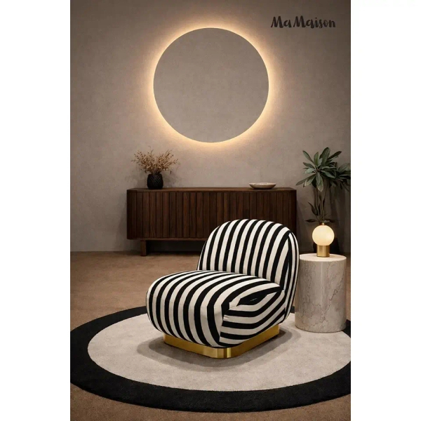 Fotel wypoczynkowy AZURE MM001501100350 biało czarny tkanina 75cm
