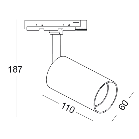 Jednofazowa lampa sufitowa STALA 701001003 do szynoprzewodów czarna