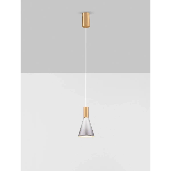 Stożkowa wisząca lampa SARDUNO LE45137 LED 8W 3000K złota szara