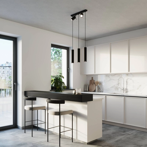 Zwisowa lampa Ring SL.1099 Sollux z reflektorkami do jadalni czarna