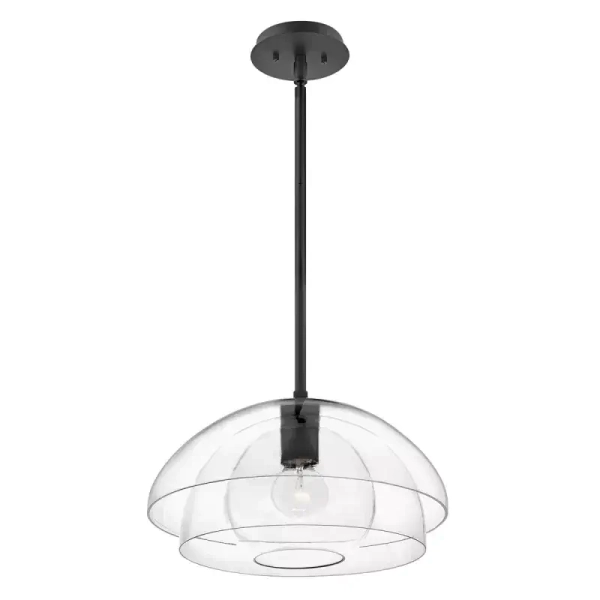Kopułowa lampa wisząca LOTUS QN-LOTUS-P-BLK szklana czarna przezroczysta