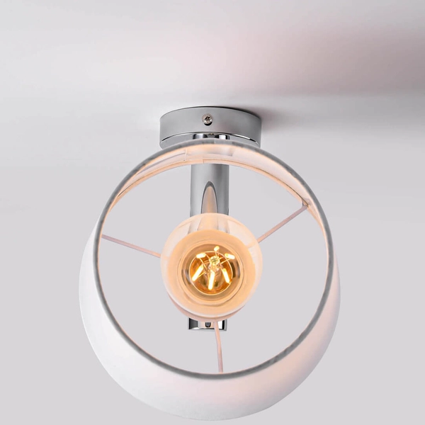 Abażurowa lampa ścienna TIVOLI LP-1133/1W CH Light Prestige metalowa oprawa kinkiet chrom biały