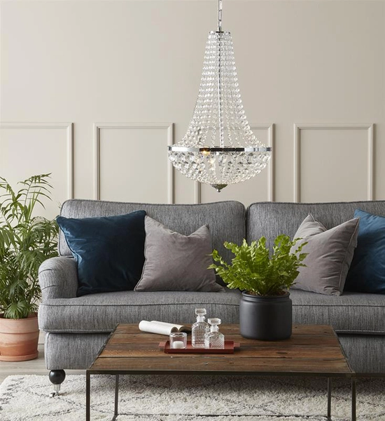 Pałacowa lampa wisząca Granso 107550 salonowa na łańcuchu chrom