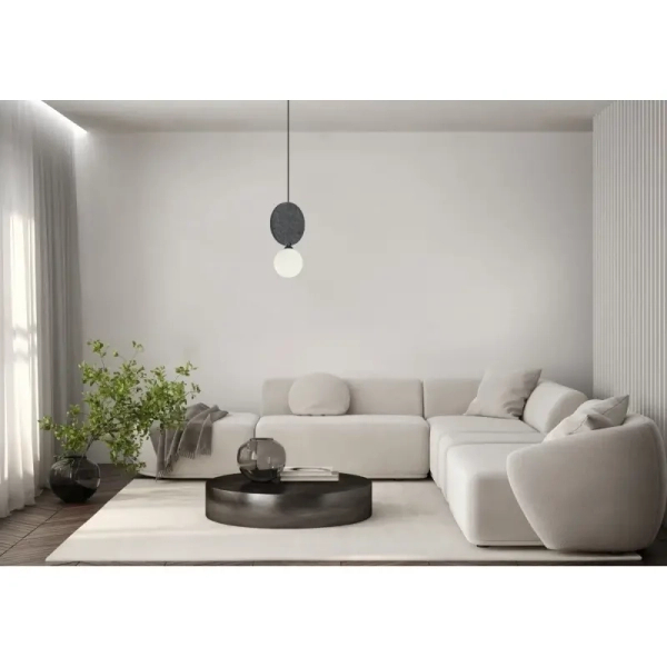 Szklana lampa wisząca Andrea PND-59779-1M-GR do salonu szara czarna