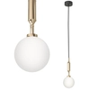 Pojedyncza lampa wisząca Eri I szklana kula ball biała złota
