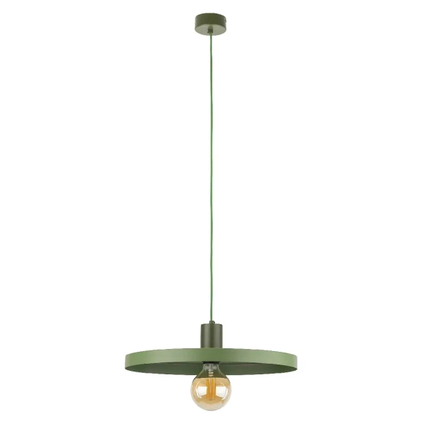 Metalowa zwisająca lampa Sila 10762 dysk na kablu zielony