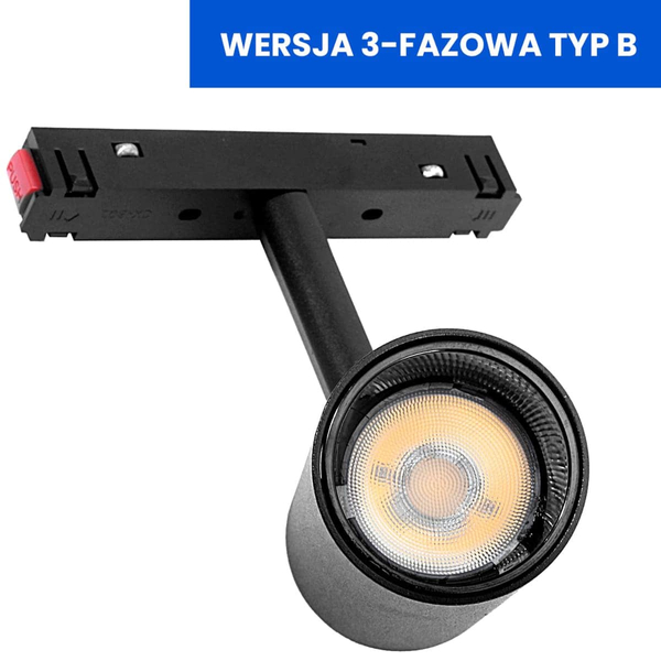 Spot do szyn magnetycznych 3-fazowych reflektor 815 Domeno LED 7W 3000K czarna