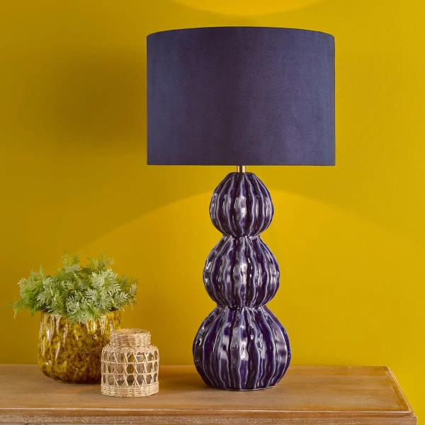 Ceramiczna stołowa lampa Lorelai LOR4223 z abażurem niebieska