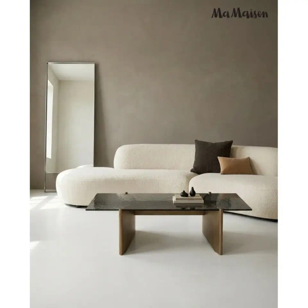 Czarna ława MANTA MM001501100394 złota szklana do salonu 130x70cm
