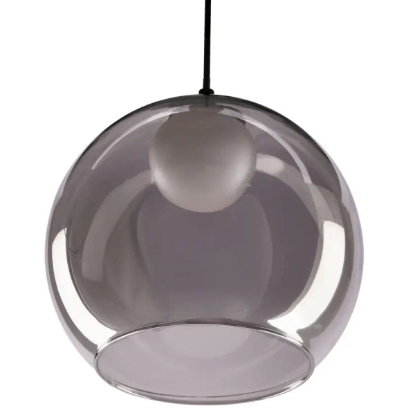 Lampa szklana wisząca nad wyspę Brin 31-38333 ball do sypialni przydymiona