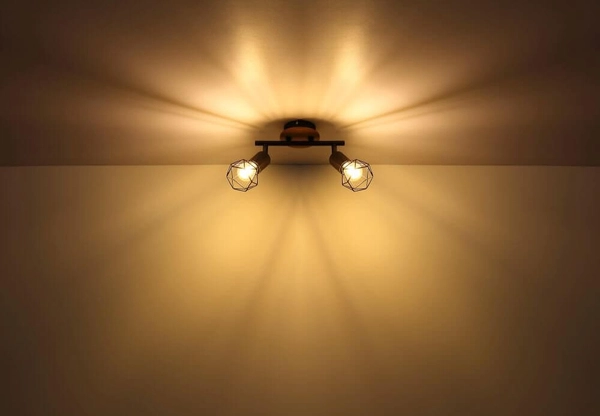 Sufitowa lampa reflektorowa Xara 54802S-2H czarna drewno