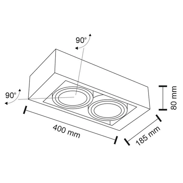 Spot LAMPA sufitowa KOGA 1153 Shilo natynkowa OPRAWA metalowa prostokątna czarna