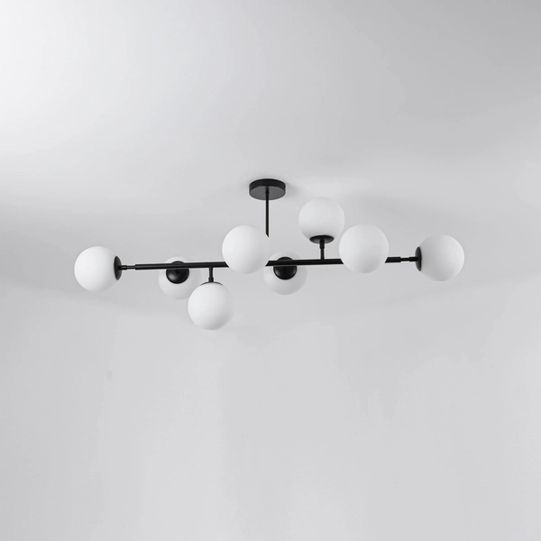 Modernistyczna lampa sufitowa DORADO LP-002/8P BK Light Prestige oprawa loftowa metalowa molekuły czarne białe