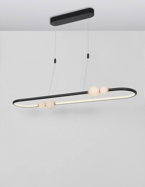 Owalna lampa wisząca Fria szklane kule LED 44,2W 3000K białe czarne