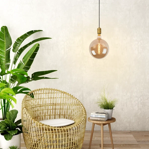 Wisząca lampa metalowa Jova 08426/01/02 Lucide loftowa złota czarna