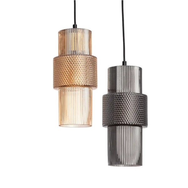 Szklana lampa wisząca Bella ABR-LWS-BELL-C nad stół nordycka szara