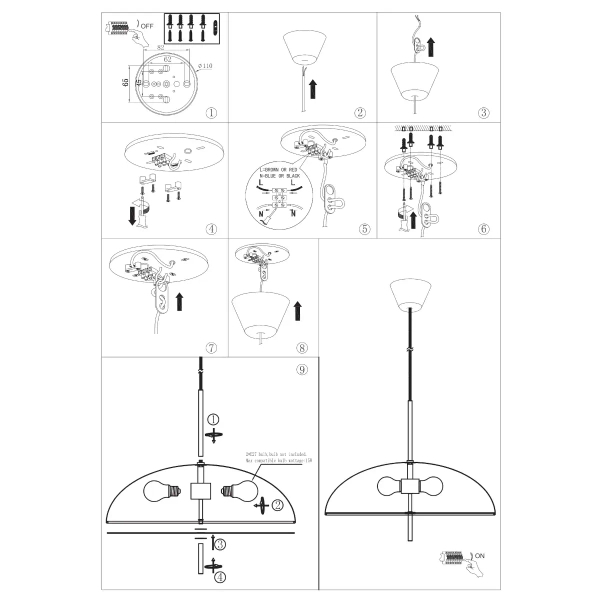 Lampa wisząca nad stół Versale 2220053001 DFTP kopuła biała