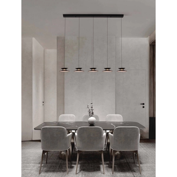 Lampa wisząca na belce GUANAY LE44744 LED 24W 3000K stożki czarna złota