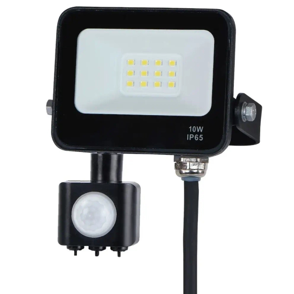 Naświetlacz z czujnikiem ruchu EKN1624 LED 10W 4000K PIR IP65 czarny
