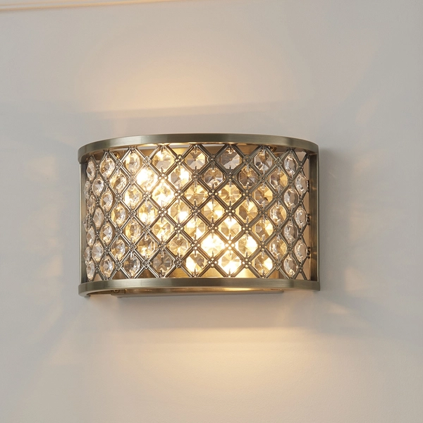 Kryształowy kinkiet Hudson 70559 Endon crystal antyczy mosiądz