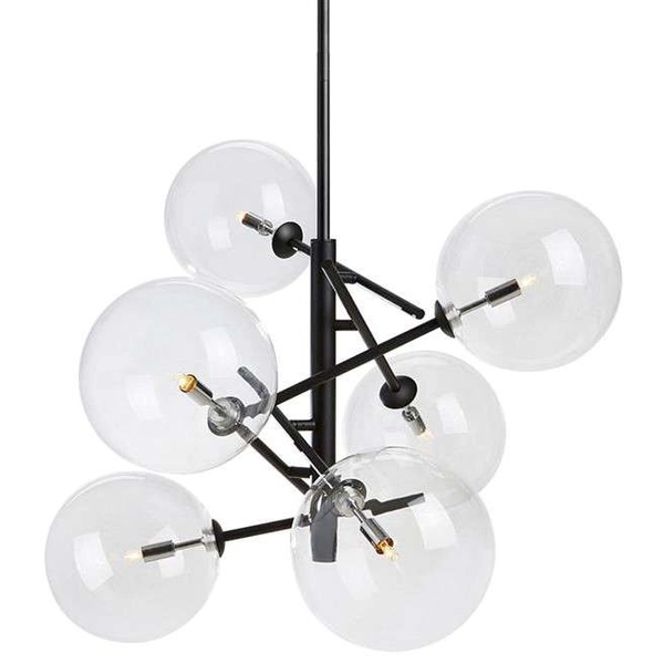 Wisząca LAMPA hygge ANDREW 107748 Markslojd szklana OPRAWA molekuły bubbles kule balls sticks czarne przezroczyste