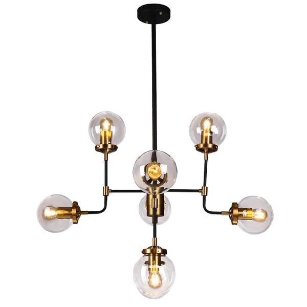 Industrialna lampa sufitowa Boston molekuły czarna mosiądz