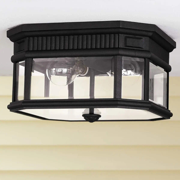 Zewnętrzna LAMPA sufitowa FE-COTSLN-F-BK Elstead FEISS szklana OPRAWA vintage outdoor ogrodowa IP44 czarna przezroczysta