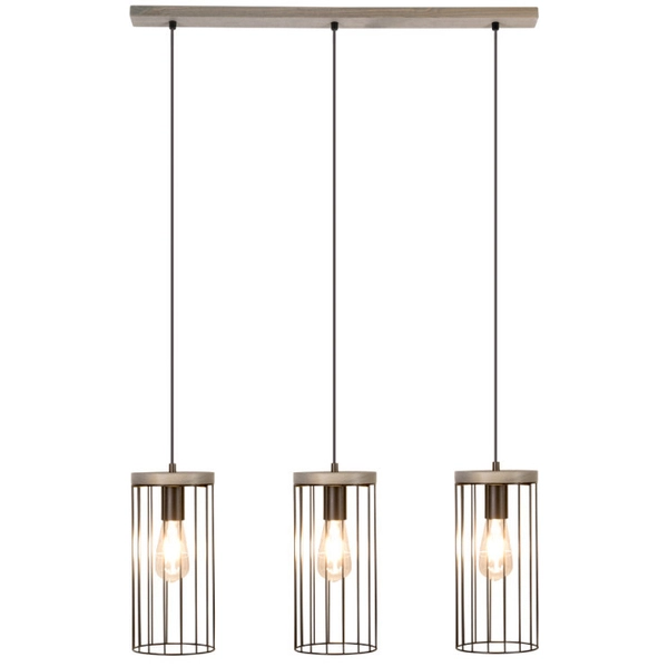 Lampa wisząca TIMEO 195109357 druciana zwis metalowy drewno czarny