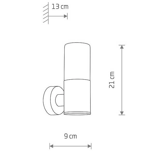 Elewacyjna lampa ścienna tuba IDA 11371 IP44 czarny przydymiony