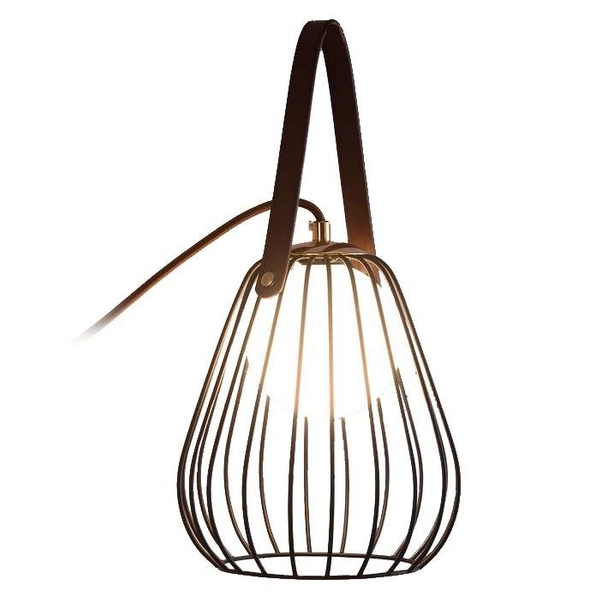 Kinkiet LAMPA ścienna BACOLI LP-1212/1W BK Light Prestige metalowa OPRAWA druciana klatka na skórzanym pasku czarna