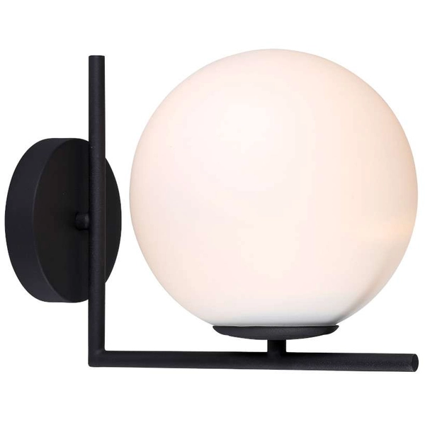 Ścienna LAMPA szklana CONDI MBM-7475/1 BL MDECO loftowa OPRAWA kinkiet kula ball grafitowa biała