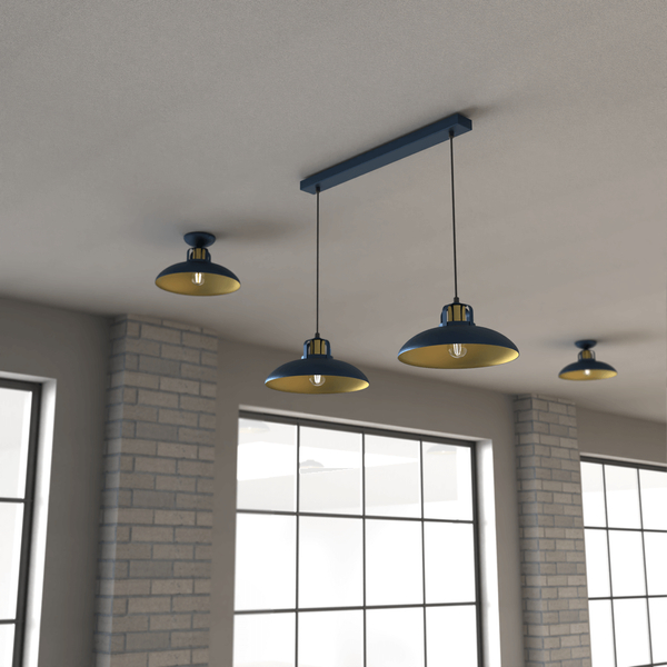 Wisząca lampa sypialniana Felix nad łóżko niebieska złota