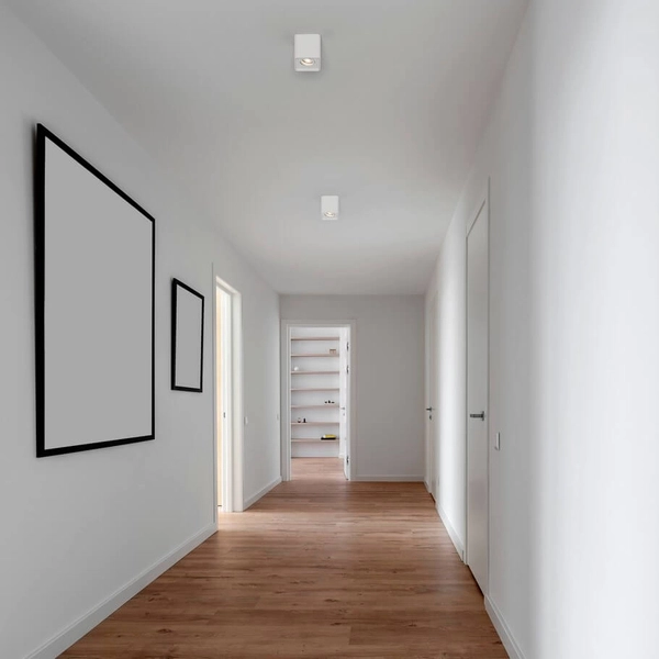 Kwadratowa lampa sufitowa ESTERO LE44396 kostka do jadalni biała