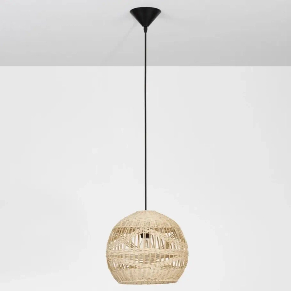Rattanowa lampa wisząca REYNOSA LE42945 kulista beżowa czarna