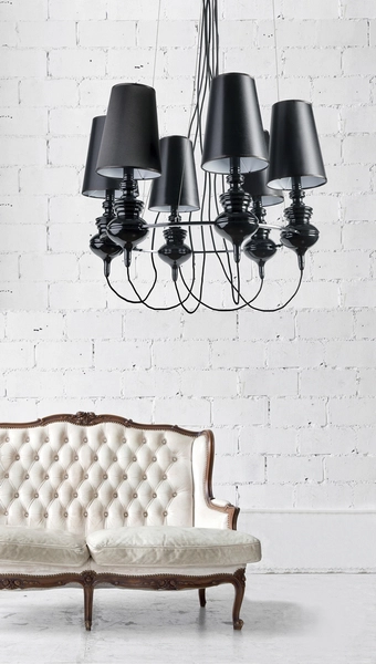 3-płomienny żyrandol vintage Baroco czarny do jadalni