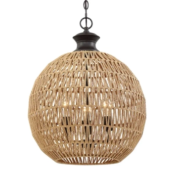 Kopułowa lampa wisząca Casablanca QZ-CASABLANCA-3P-PBZ brązowa czarna