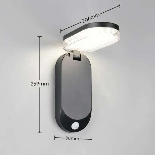 Ścienna lampa z czujnikiem LAGOAS R23176102 LED 3W 4000K IP44 czarny