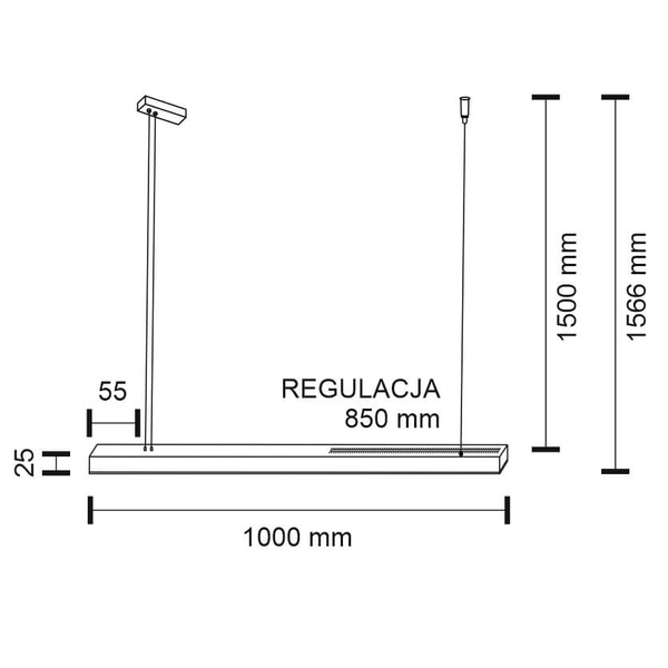 Zwisowa lampa belka Hanawa 8652 Shilo LED 28,8W 4000K nad stół do salonu czarna