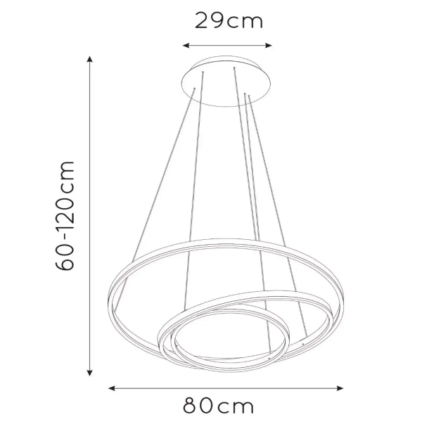Wisząca lampa TRINITI 46402/99/30 Lucide LED 136W 3000K okrąg czarna