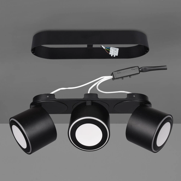 Potrójna lampa sufitowa TAURUS 652910332 Trio 15W 3000K metalowa czarna