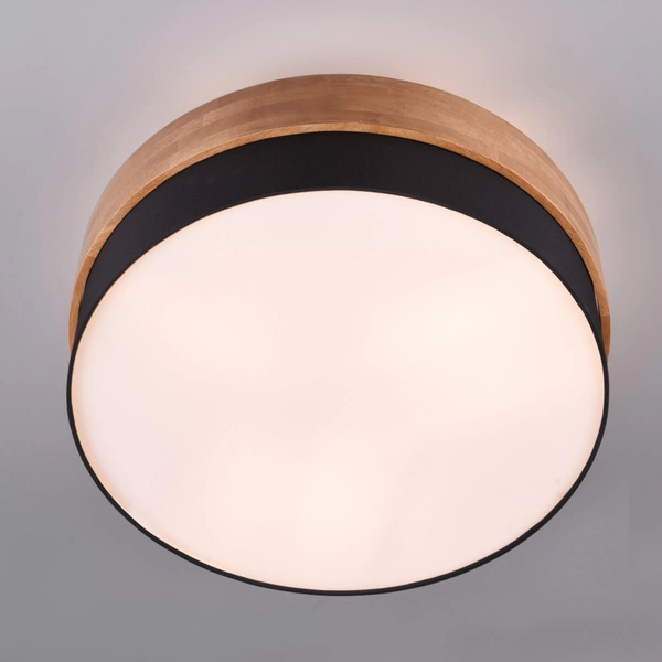 Okrągła lampa sufitowa SEASONS 611500302 Trio do sypialni czarny drewniany