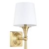 Eklektyczna lampa ścienna Austin W01289BR-WH Cosmolight metal tkanina mosiądz biała