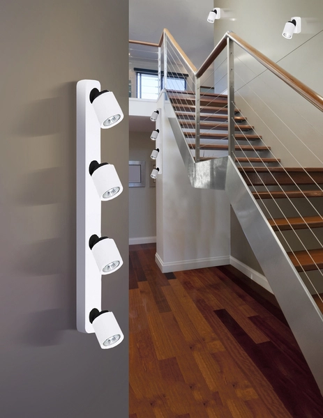 Regulowana lampa sufitowa Tomi do przedpokoju biała