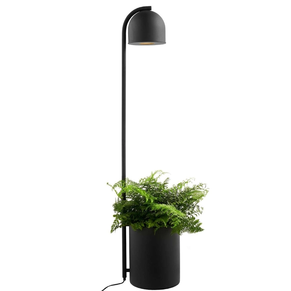 LAMPA stojąca BOTANICA 40849102 Kaspa metalowa OPRAWA podłogowa tuba z doniczką czarna