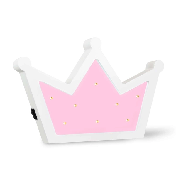 Stołowa lampka dekoracyjna KORONA LED 3300K 310699 Polux drewniana do pokoju dziecięcego różowa biała