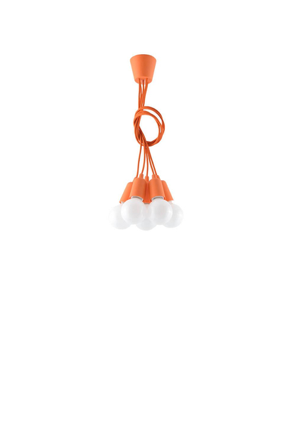 Wisząca LAMPA industrialna SL.0586 kable OPRAWKA pająk ZWIS kable przewody pomarańczowa